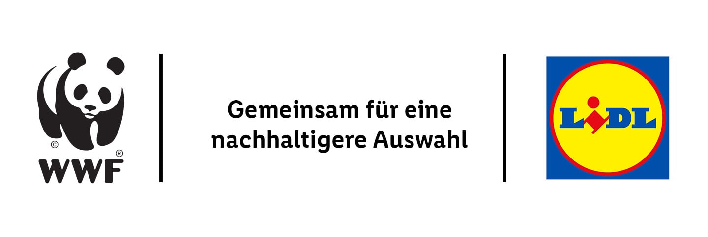Partnerschaft WWF und Lidl Logos - Gemeinsam für eine nachhaltigere Auswahl.