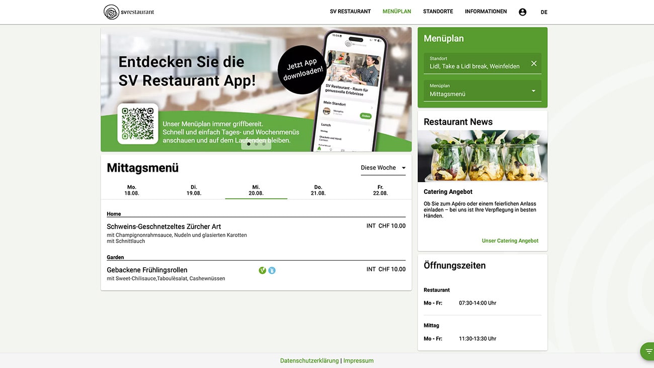 Repas et collations : Plan de menus Lidl pour les collaborateurs.