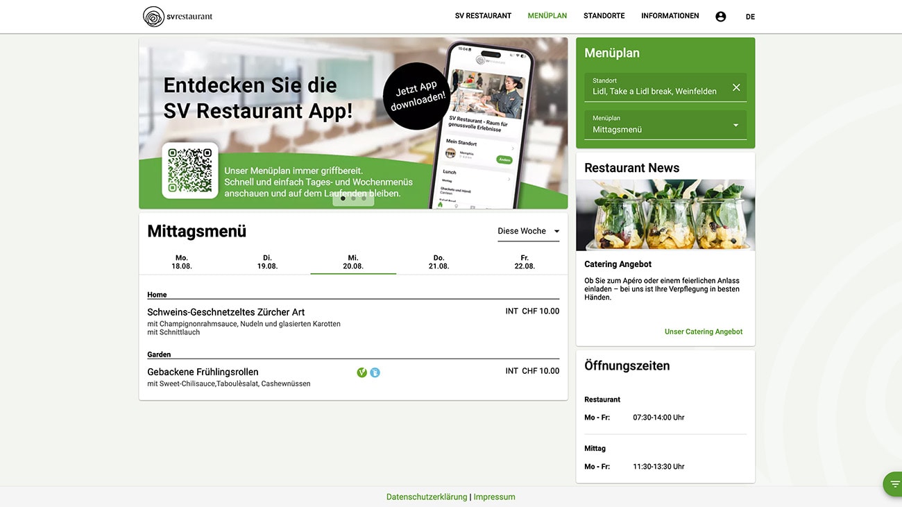Repas et collations : Plan de menus Lidl pour les collaborateurs.