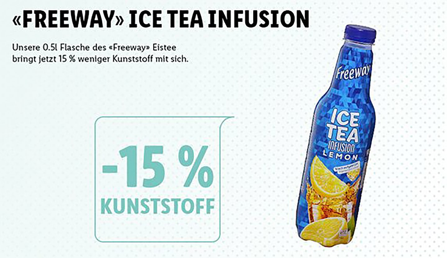 Verpackungsstrategie von Lidl zeigt Reduktion von Plastik für Produkte.