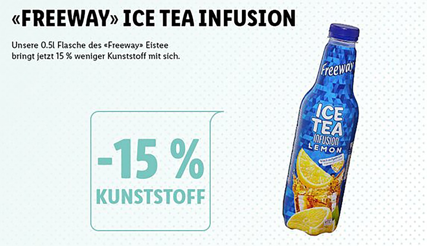 Verpackungsstrategie von Lidl zeigt Reduktion von Plastik für Produkte.