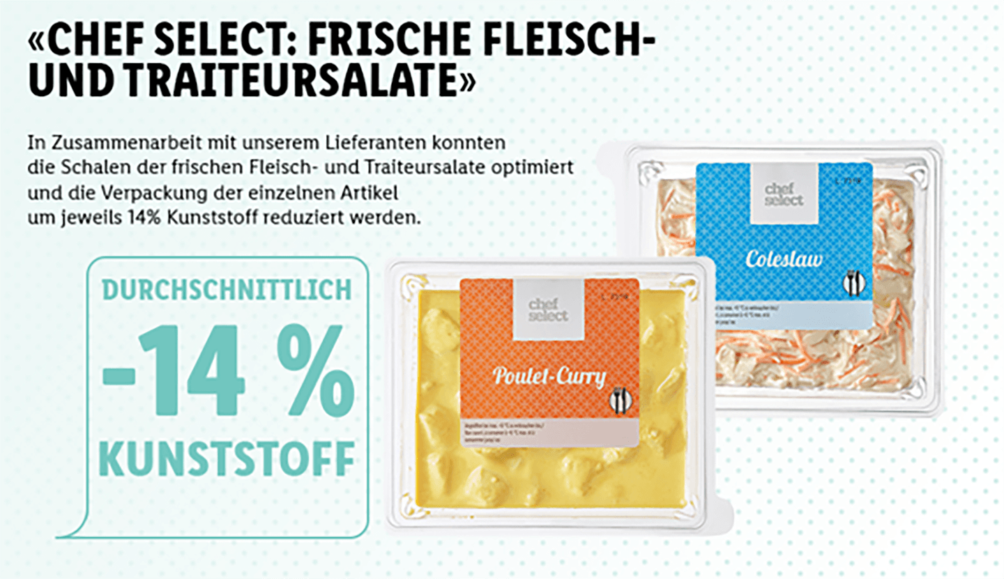 Verpackungsstrategie von Lidl zeigt Reduktion von Plastik für Produkte.