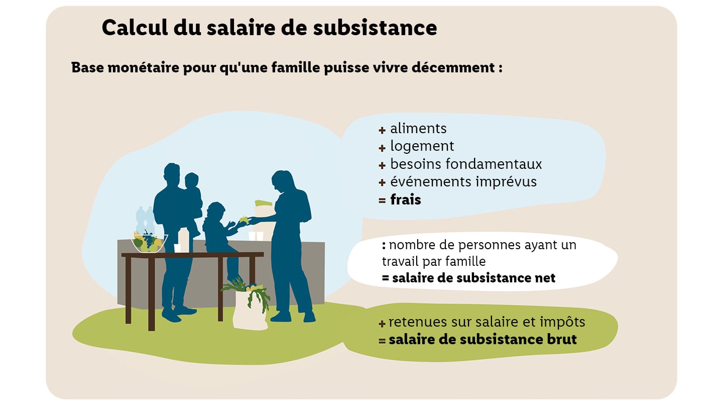 L'illustrazione mostra la base monetaria necessaria per una vita umana in Francia.