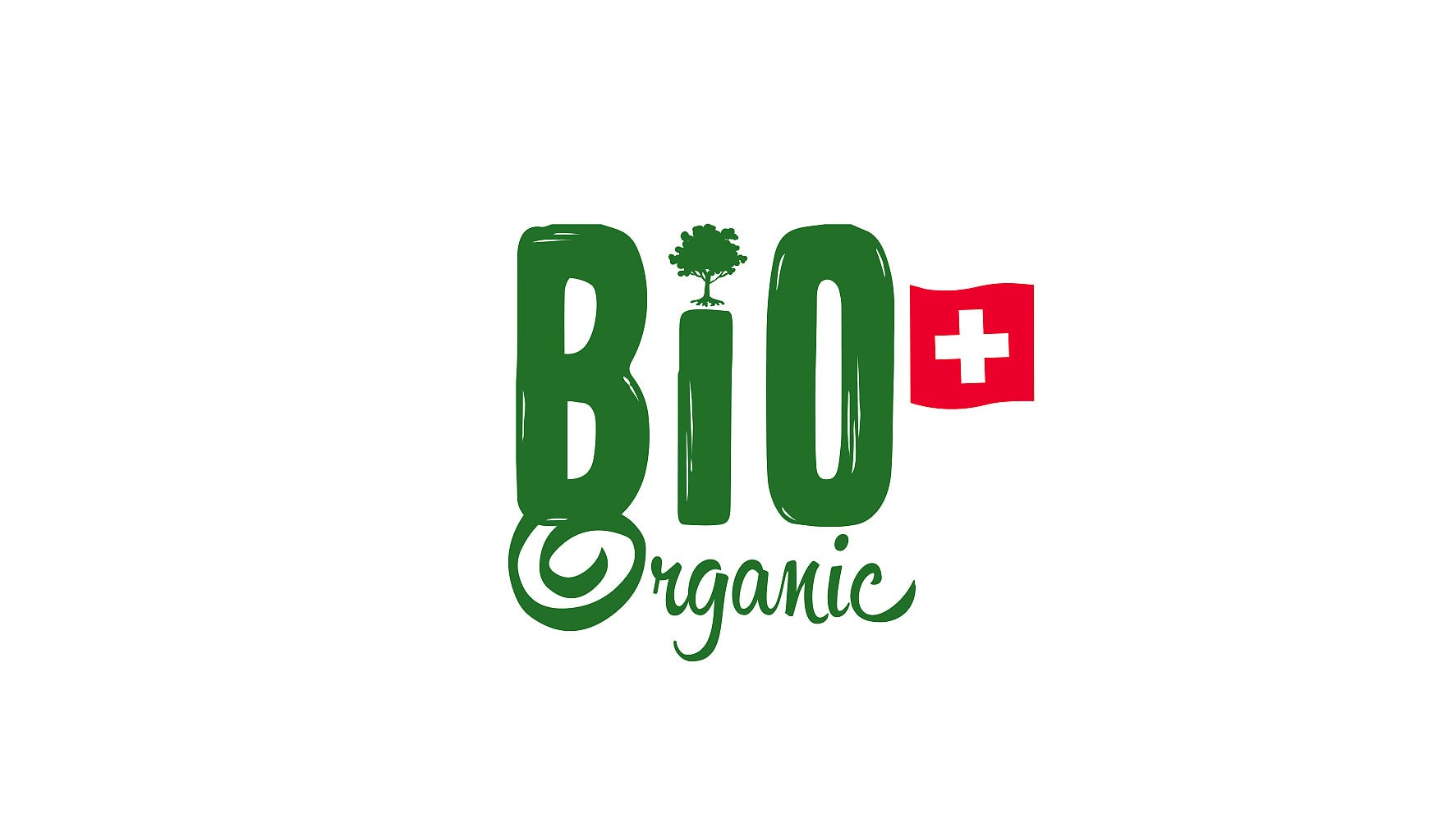 Logo Bio Organic con bandiera svizzera - prodotti svizzeri biologici.