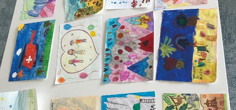 Kinderzeichnungen als Dankeschön für unsere Spende an soziale Projekte.