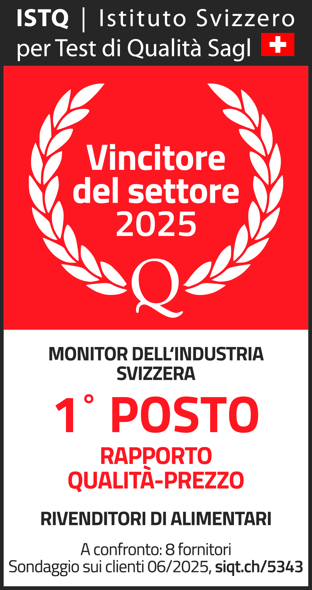 1° posto rapporto qualità-prezzo rivenditori di alimentari