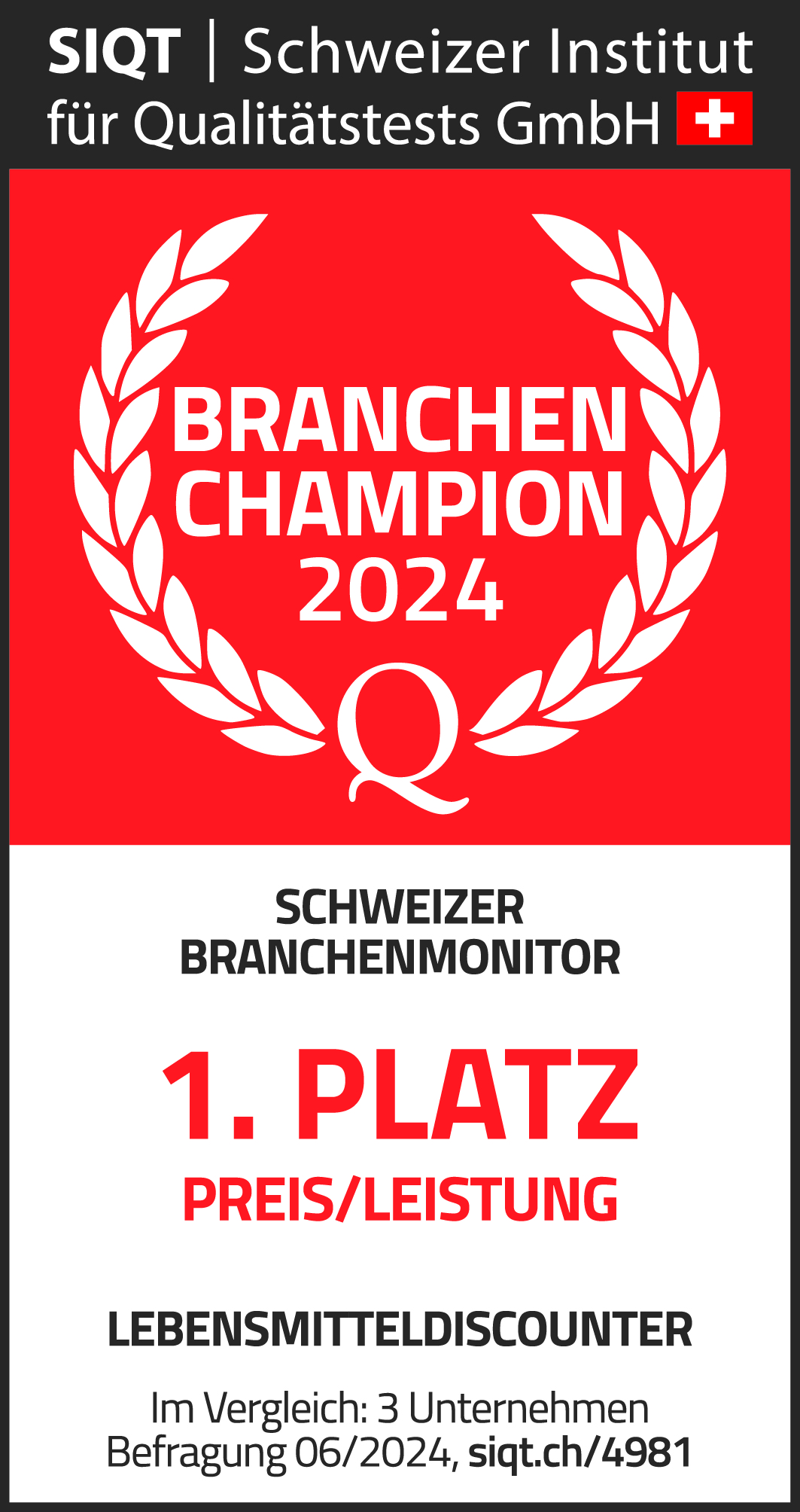 1. Platz Preis/Leistung Lebensmitteldiscounter